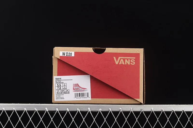 All categories Vans Vans series Vans Hi Vans high-top plus velvet Vans Sk8-Hi Anaheim pink and white checkerboard high-top casual sneakers VN0A38GF2U9